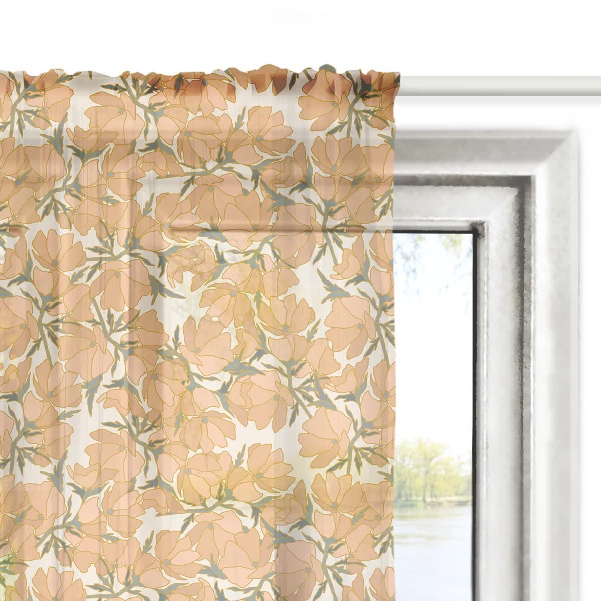 Firana FLORAL wzór F36 | maczki kalifornijskie 140 x 160 cm