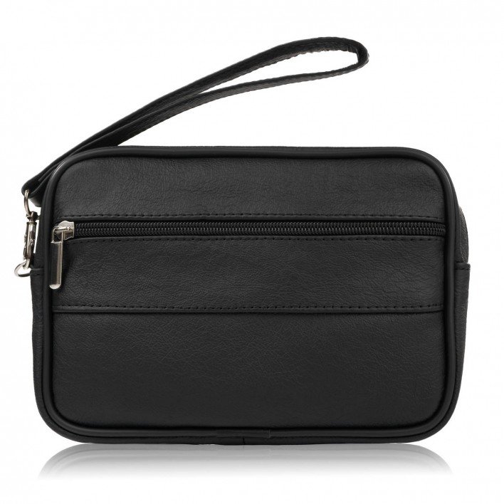 SASZETKA MĘSKA SKÓRZANA DO RĘKI CZARNA POJEMNA KLASYCZNA ABRUZZO ABR-46