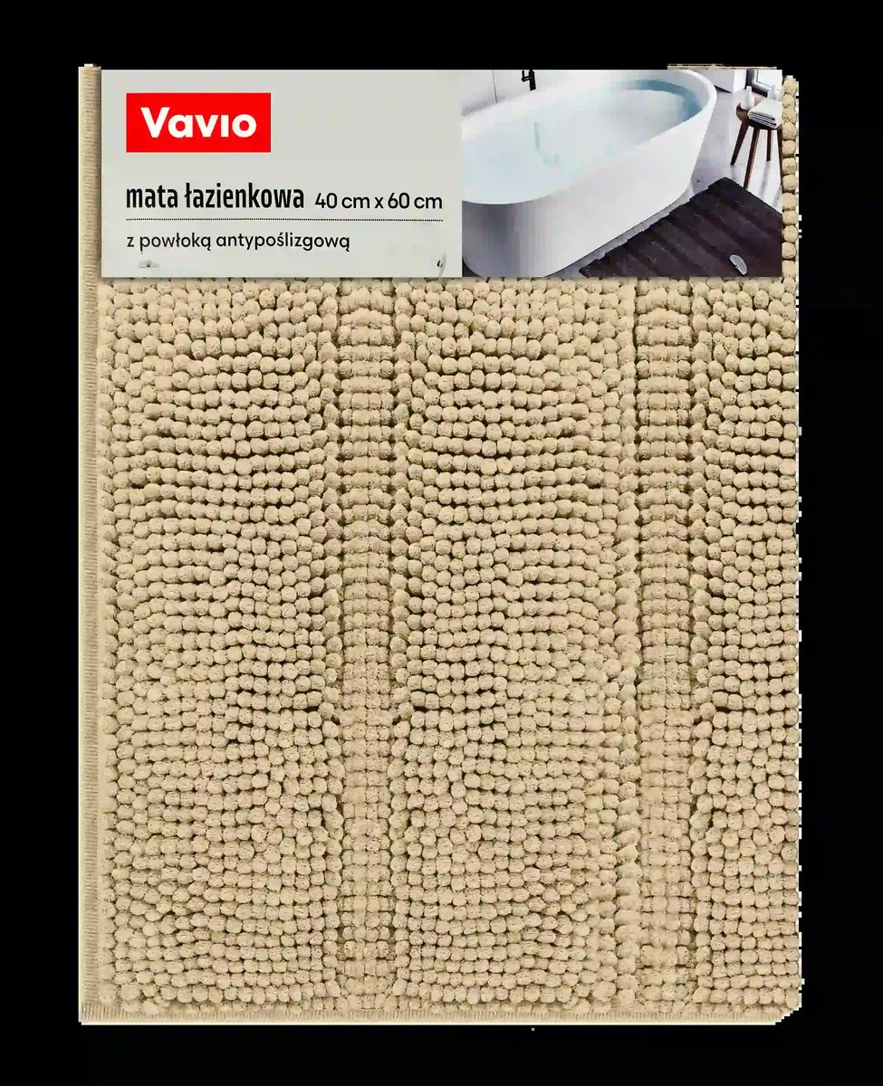 Mata łazienkowa z antypoślizgową powłoką 40x60cm, beżowa 1550 GSM