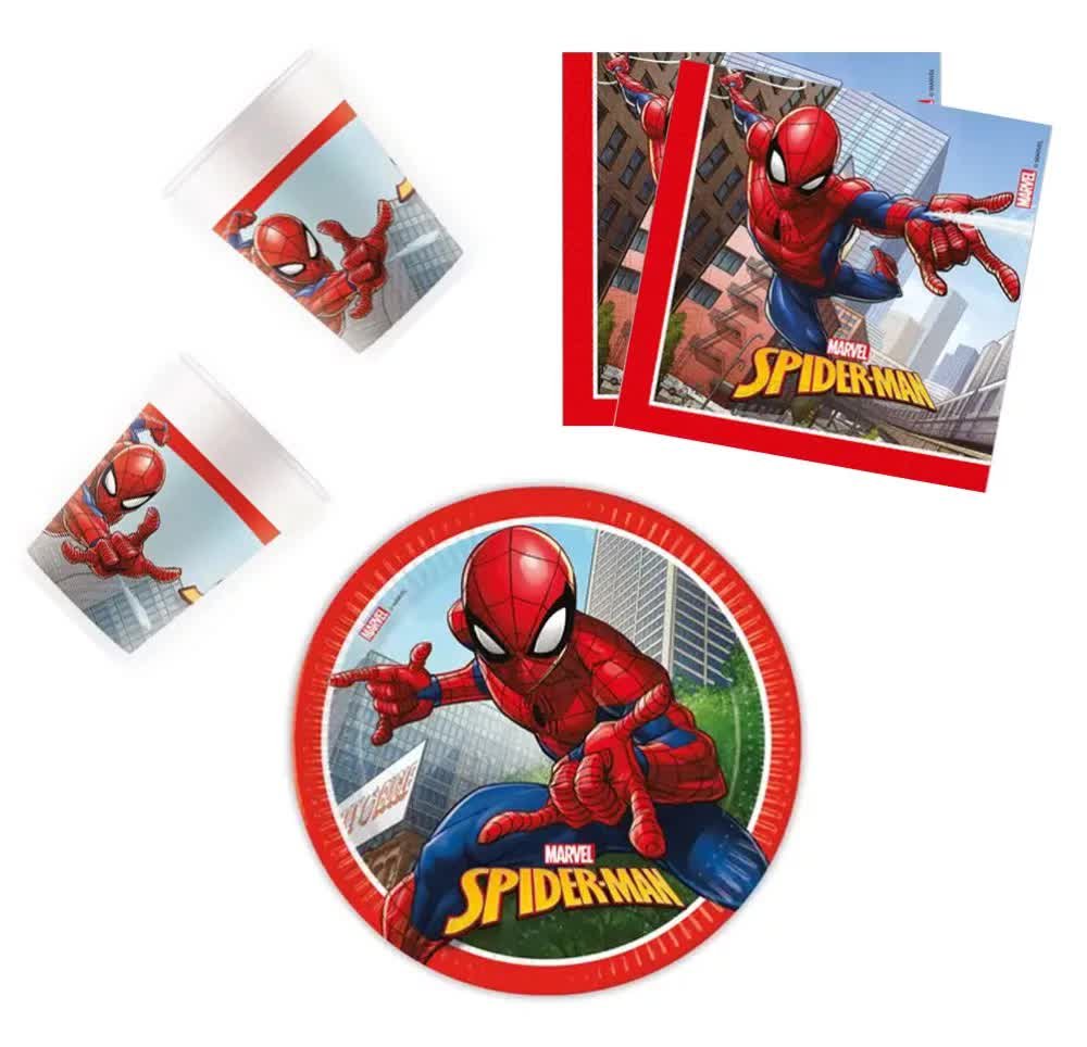 SPIDERMAN  Zestaw PARTY URODZINOWY Zastawa Stołowa Papierowa Dziecięca
