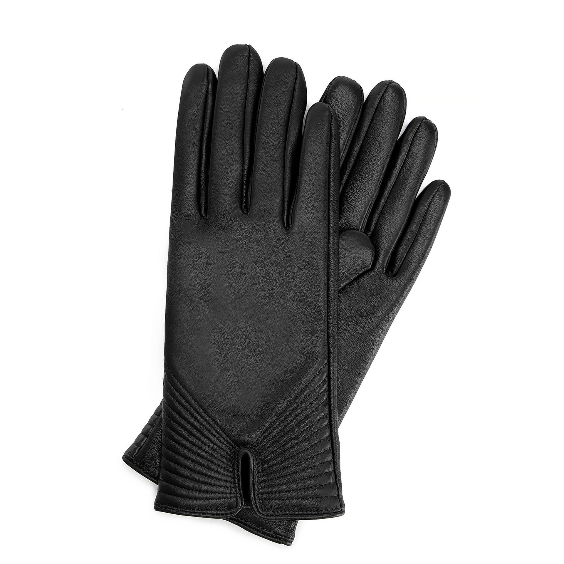 Damskie rękawiczki skórzane z wełną czarne