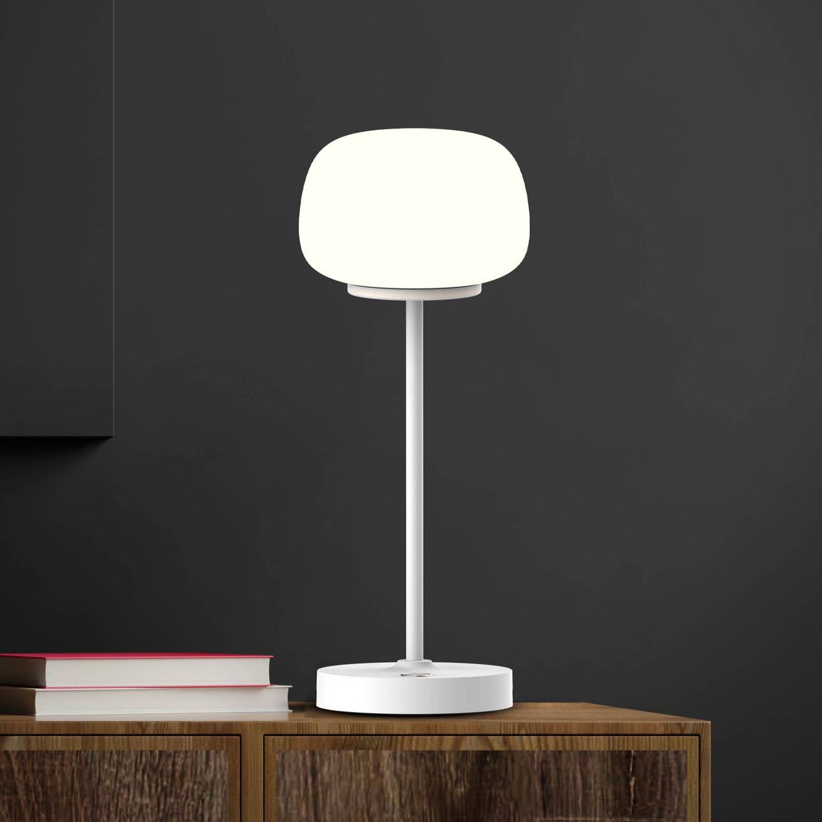 Näve Lampa stołowa LED Pina biała Wysokość 27,8 cm Metal/szkło Dotykowa