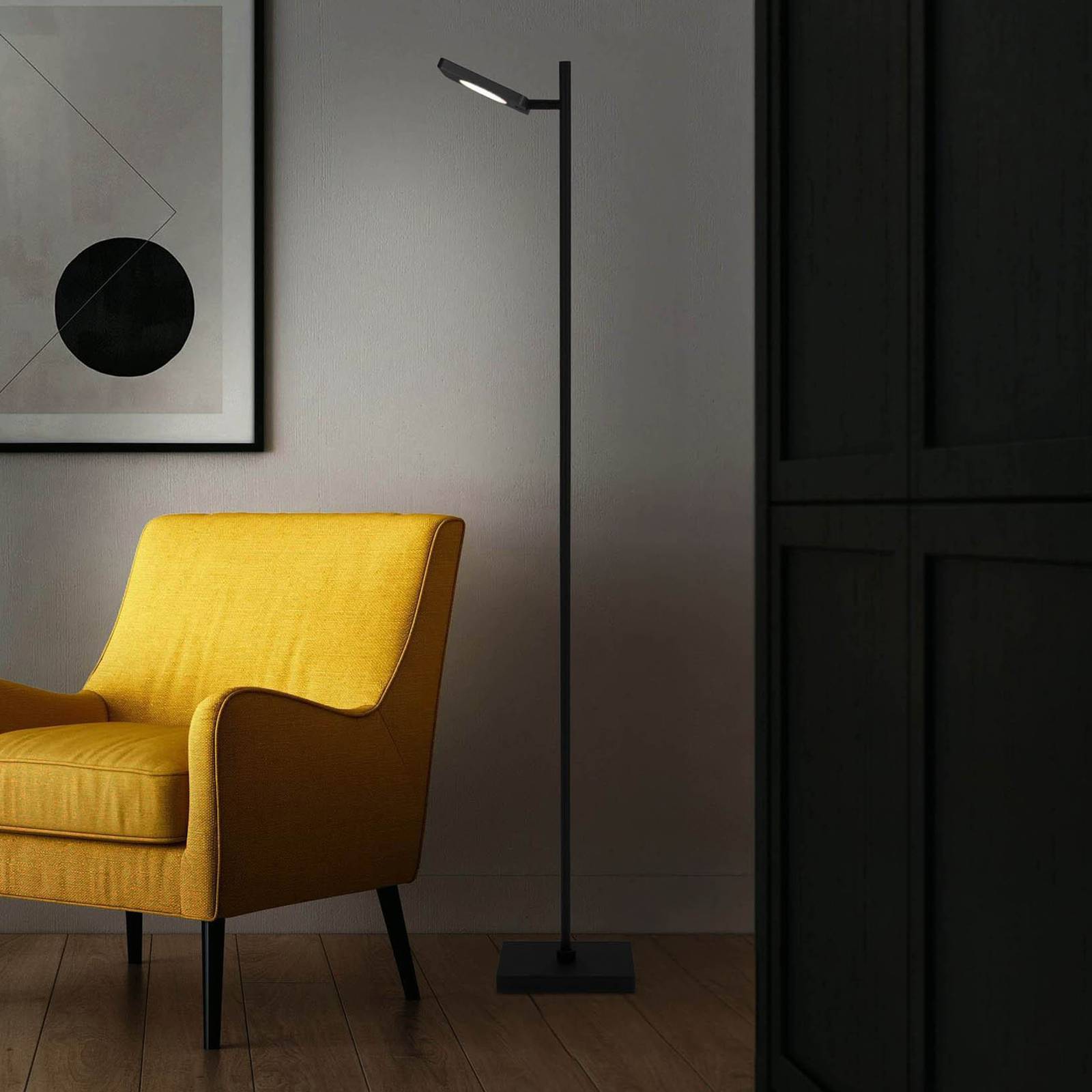 Näve Lampa stojąca LED Lupa czarna wysokość 135cm metal touchdim
