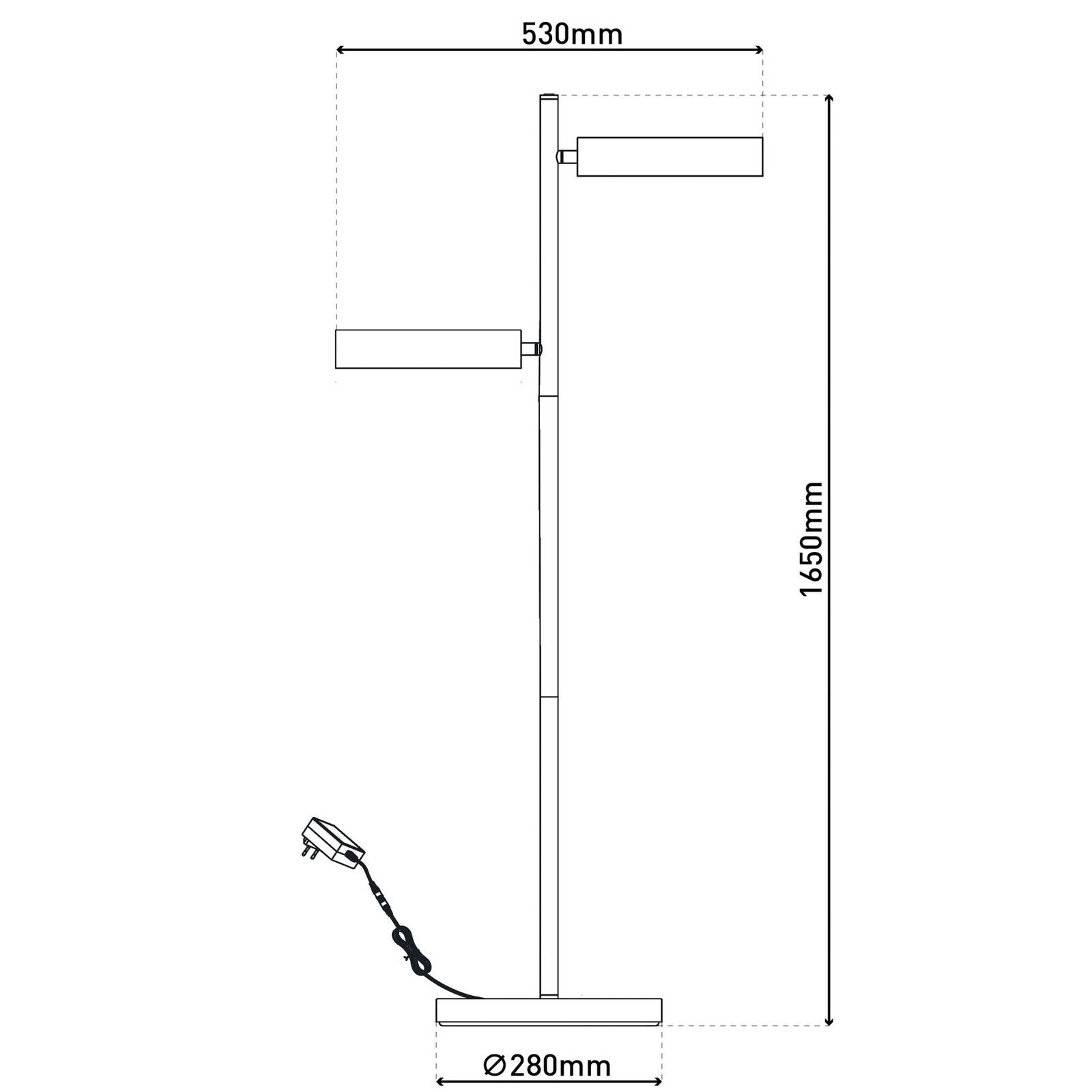 Näve Lampa stojąca LED Tessa czarna/beżowa 165 cm Touchdim CCT 2-punktowa.