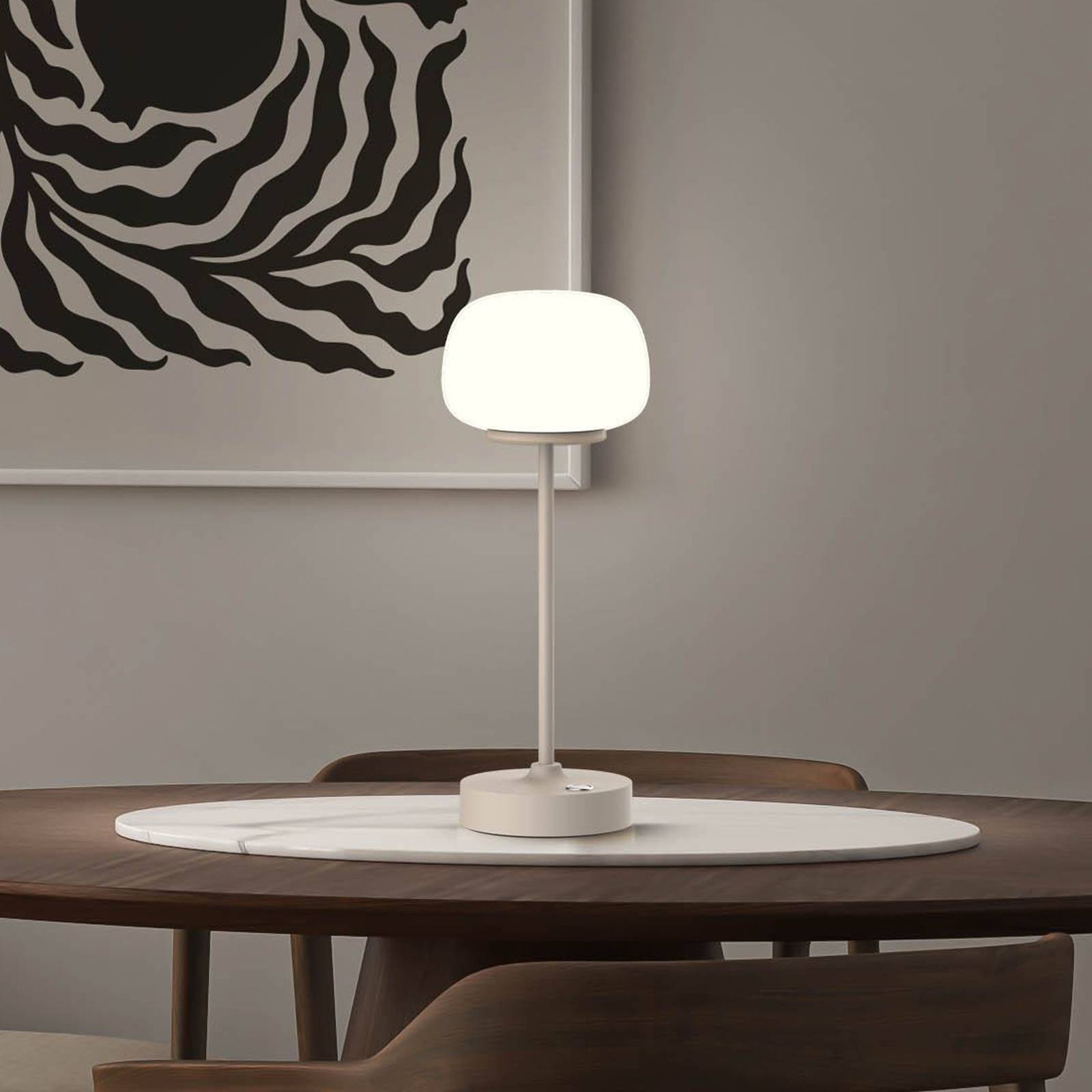 Näve Lampa stołowa LED Pina beżowa Wysokość 27.8cm Metal/szkło Dotykowa