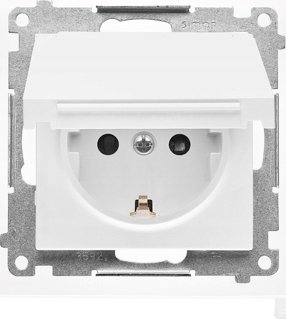 Kontakt-Simon Gniazdo Schuko Kontakt-Simon 55 TGSZ1BCZ.01/111 do wersji IP44 z przesłonami z uszczelką ramki moduł 16 A, 250V~, szybkozłącza biały mat