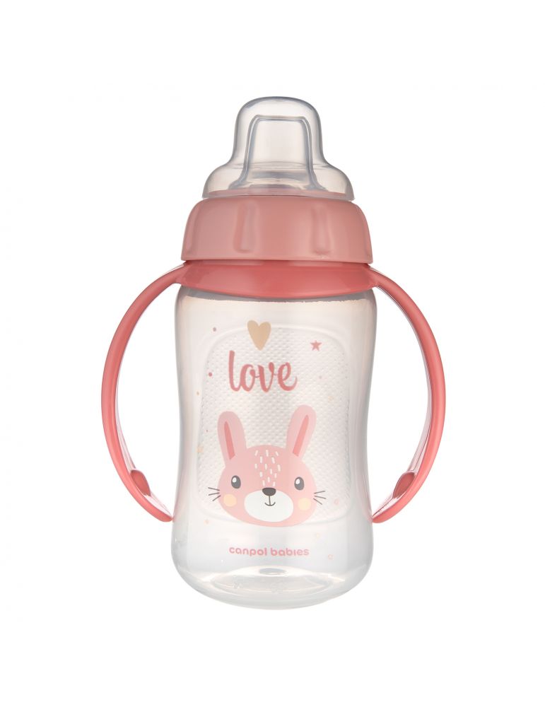 Canpol Babies Kubek treningowy z miękkim ustnikiem Cute animals 320 ml różowy
