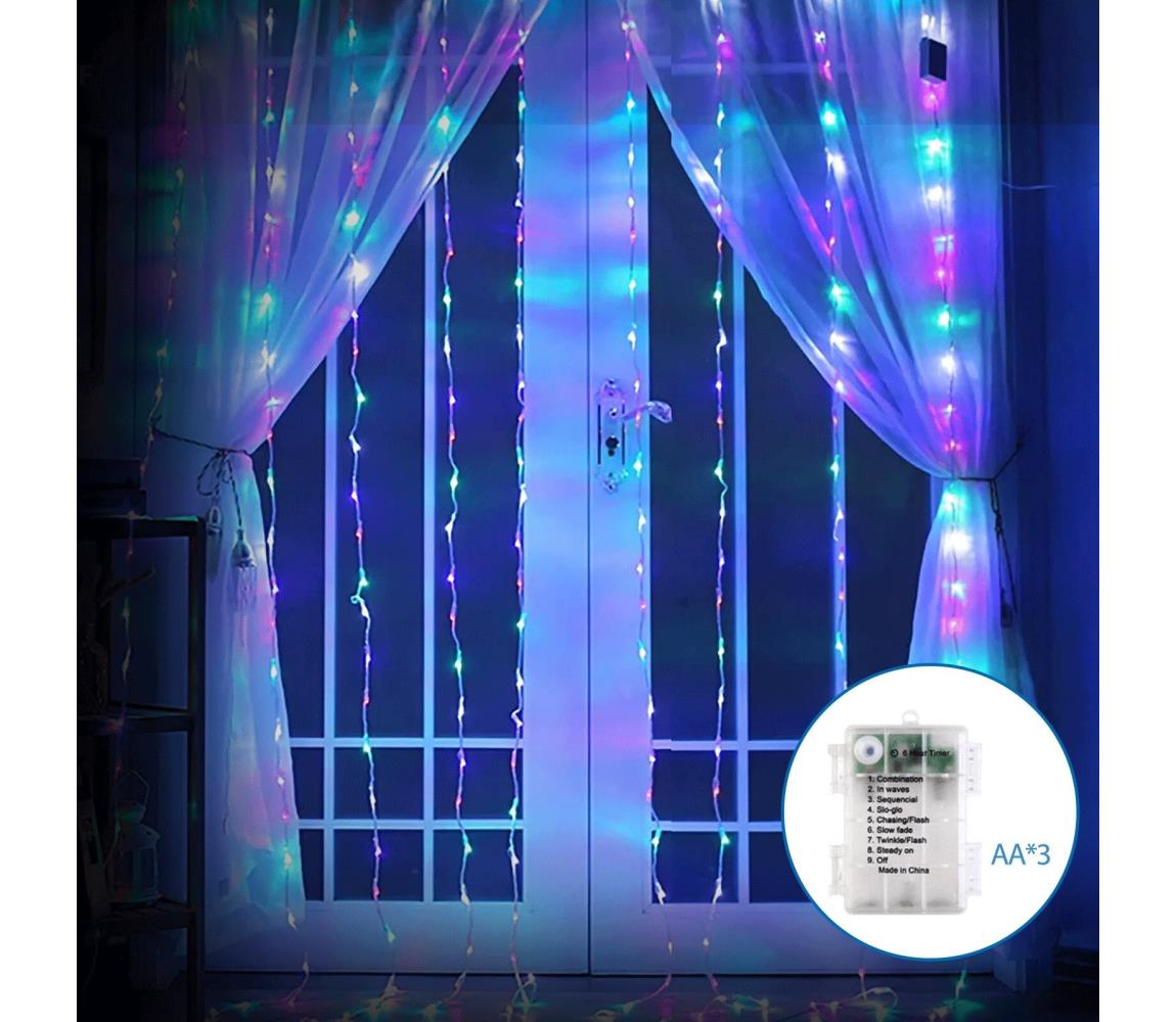 Aigostar - LED Zewnętrzny łańcuch bożonarodzeniowy 200xLED/8 funkcji 3xAA 5x2m IP44 wielobarwny