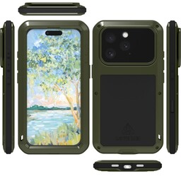 LOVE MEI Etui pancerne + szkło Powerful do iPhone 16 Pro, zielone