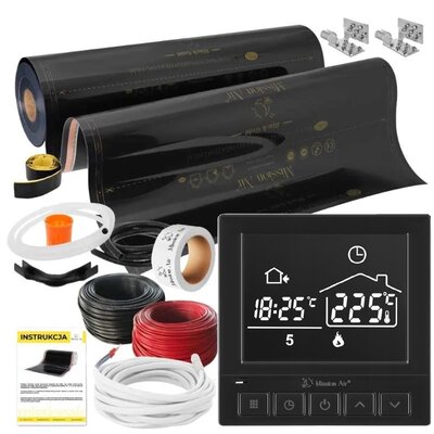 Folia grzewcza na podczerwień MISSION AIR Black Silver PTC 160W/m2 26m² szer. 100cm + regulator Taurus Czarny
