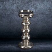 Eurofirany, Świecznik dekoracyjny ze światełkami LED, srebrny, 11x25 cm