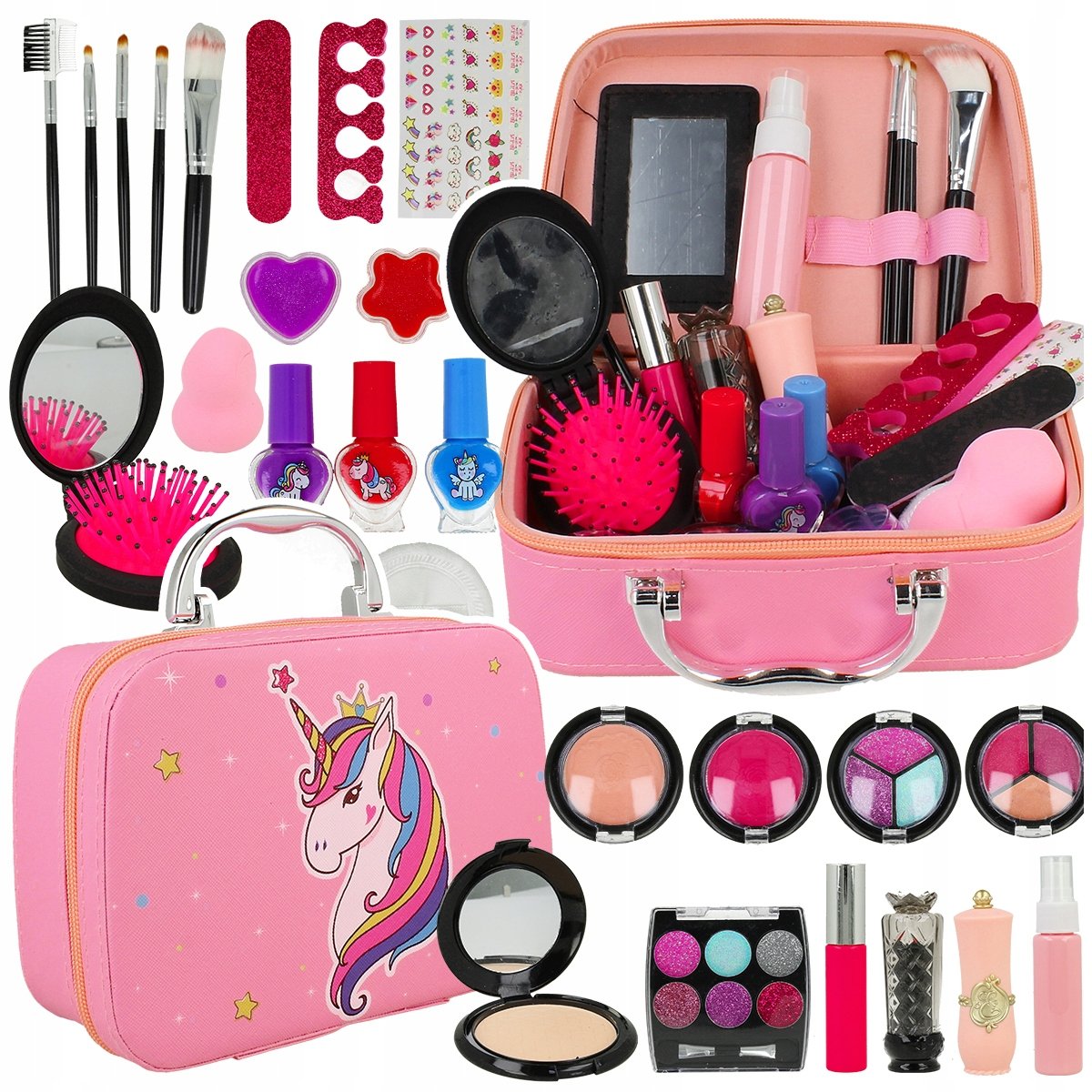 Kosmetyki Zestaw Do Makijażu Dla Dzieci Kuferek Make Up Jednorożec Paznokci Z1098