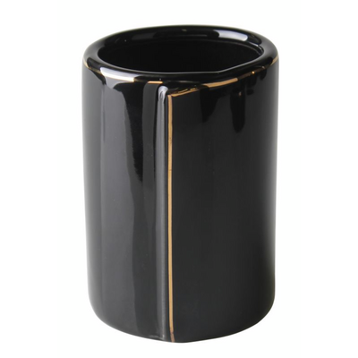 Kubek na szczoteczki Fold 7 x 10 cm czarno-złoty