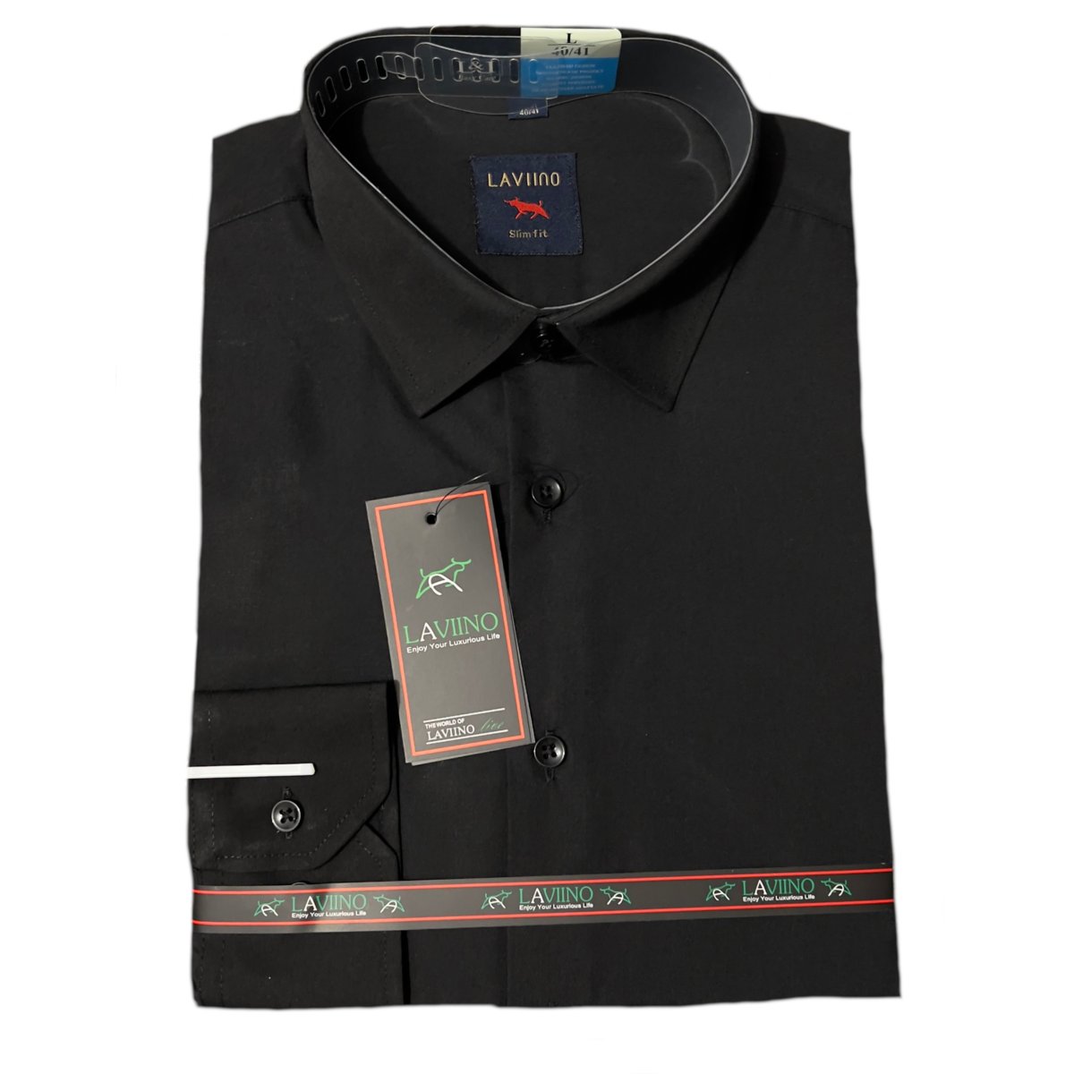 Koszula męska czarna z długim rękawem XL(43/44)