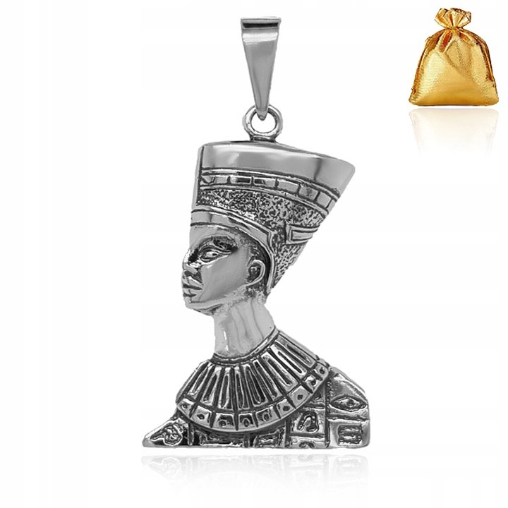 Srebrna Męska Duża Zawieszka Wisiorek Nefretete Srebro Pr. 925 Na Prezent