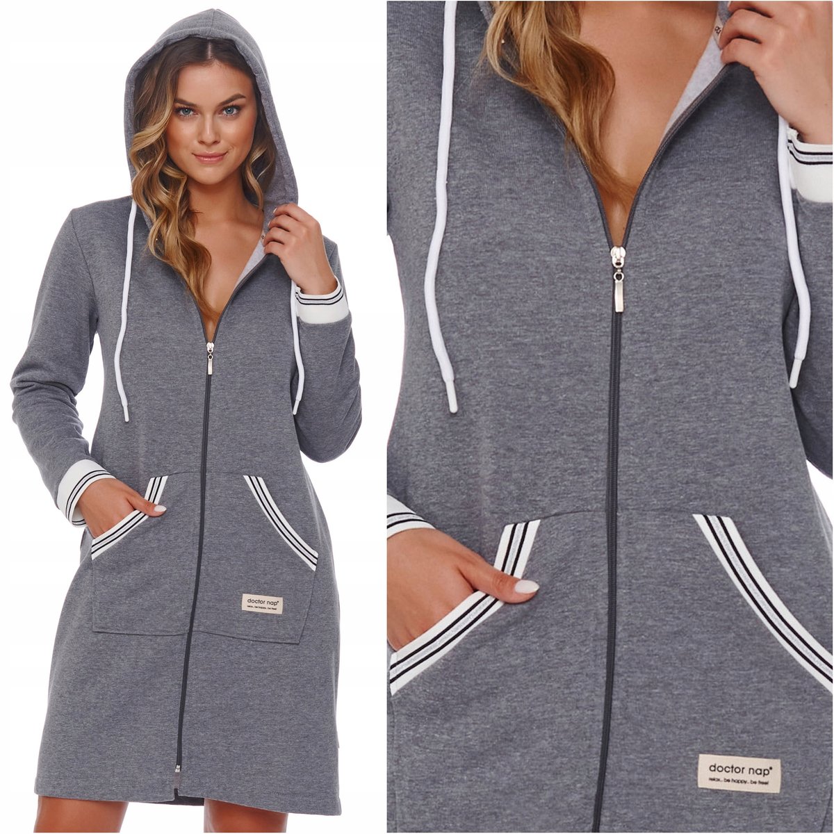 Zdjęcia - Szlafrok NAP  damski z kapturem DOCTOR  4508 grey XXL 