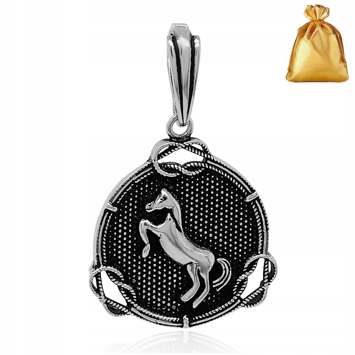 Srebrna Męska Zawieszka Wisiorek Koń Srebro 925 Prezent Dla Miłośnika Koni