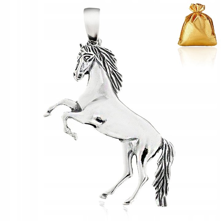 Srebrna Duża Męska Zawieszka Wisiorek Koń Srebro 925 Prezent Dla Miłośnika