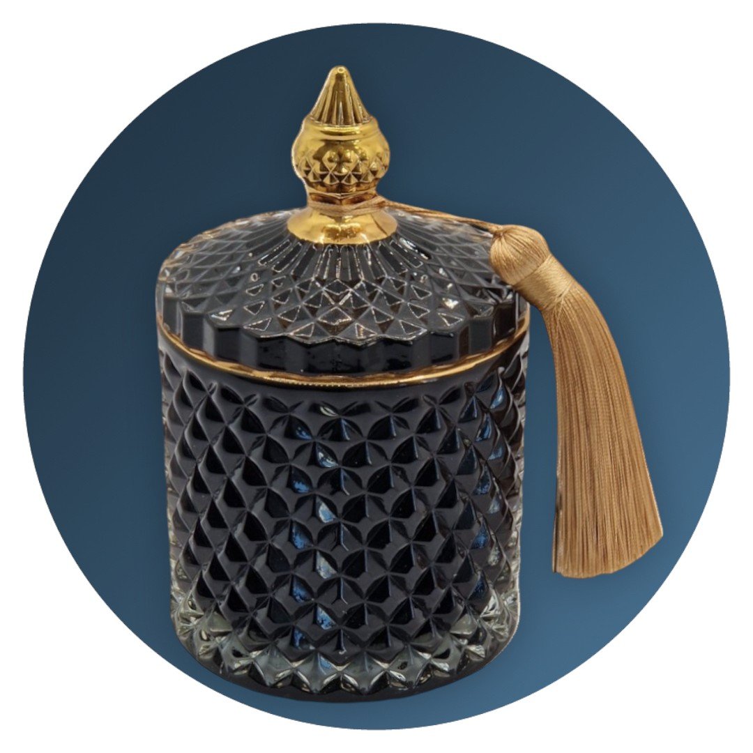 ŚWIECA SOJOWA PREMIUM KRYSZTAŁOWA CZARNA 220g CZARNY OUD