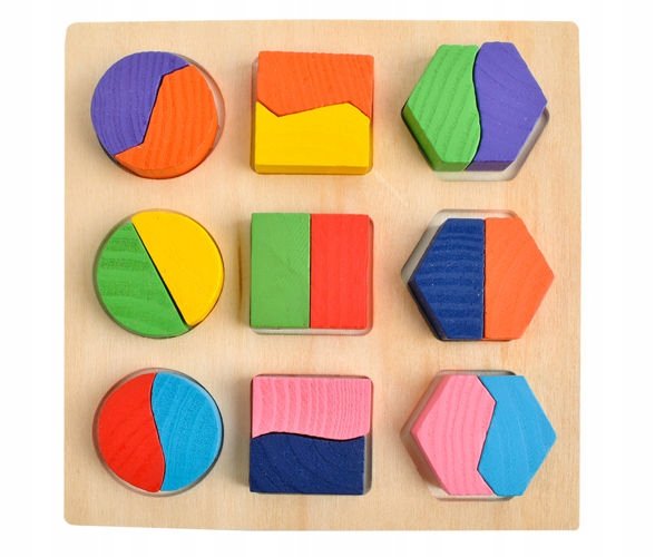 Drewniane puzzle Geometryczne Kształty zabawka edukcayjna