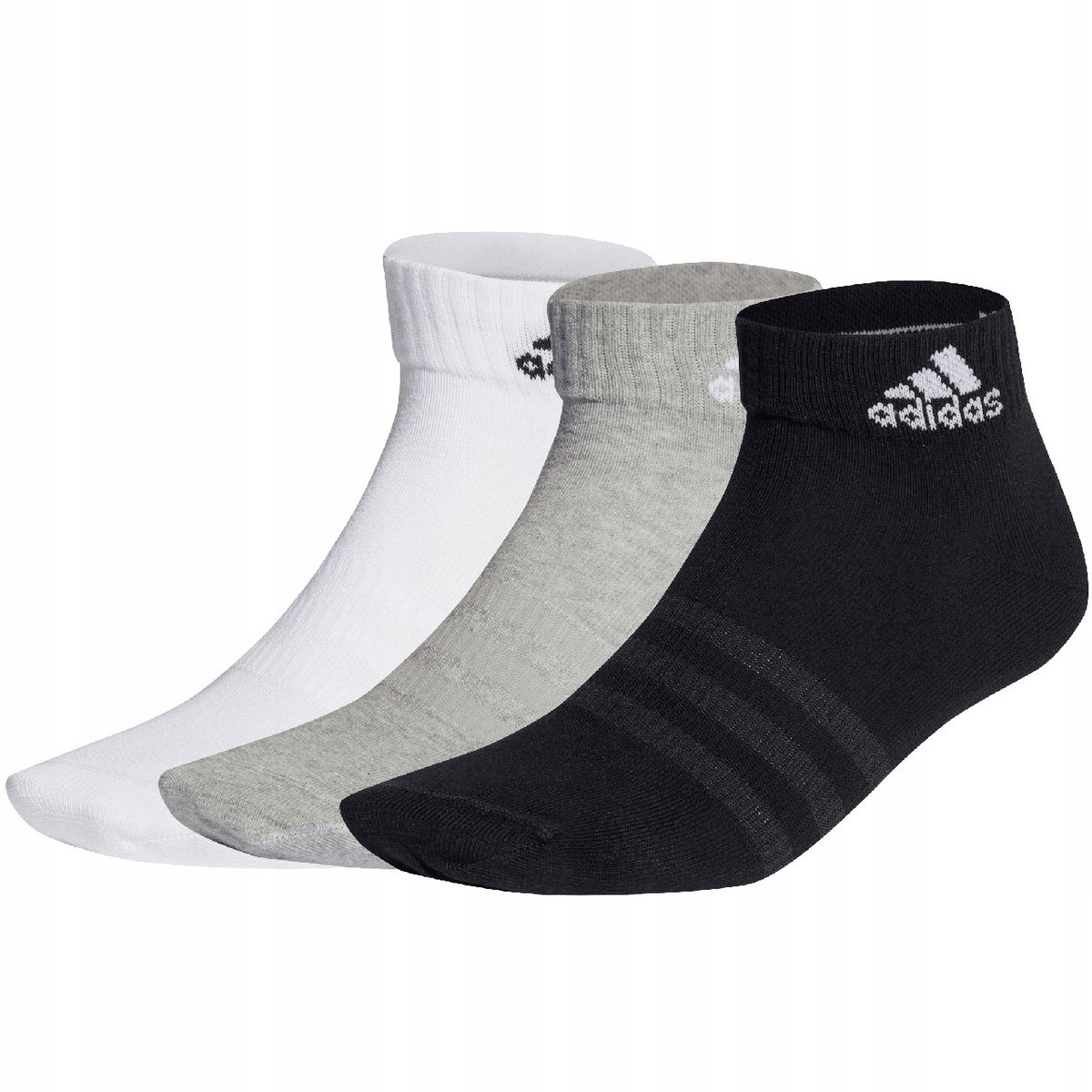 Skarpety adidas Thin and Light Ankle Socks 3P białe, szare, czarne IC1283 3