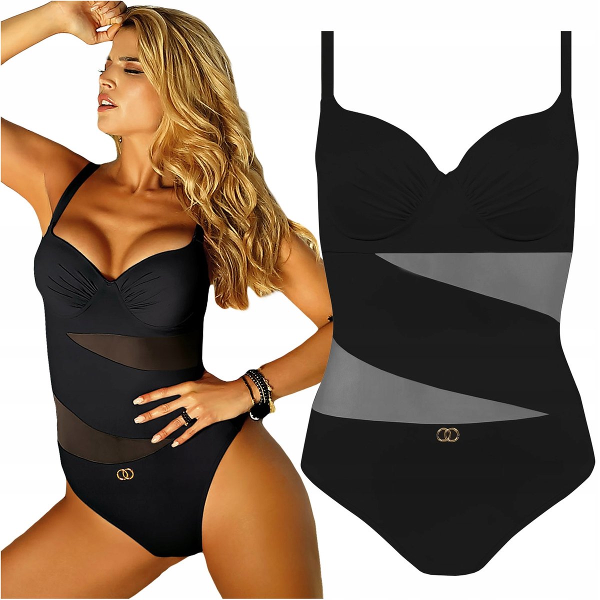 Strój kąpielowy jednoczęściowy SELF 964 V Fashion 5 czarny 44F XXL 85F