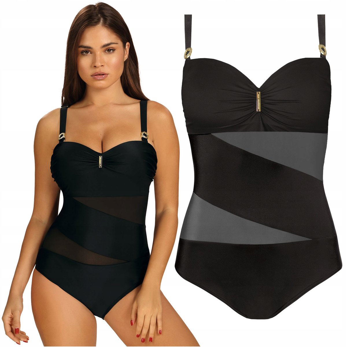 Strój kąpielowy jednoczęściowy usztywniany SELF 8030 Glamour 48E 4XL 95E