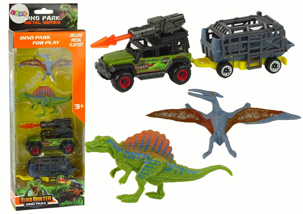 ZESTAW SAMOCHÓD Z RAKIETĄ PRZYCZEPA DINOZAURY