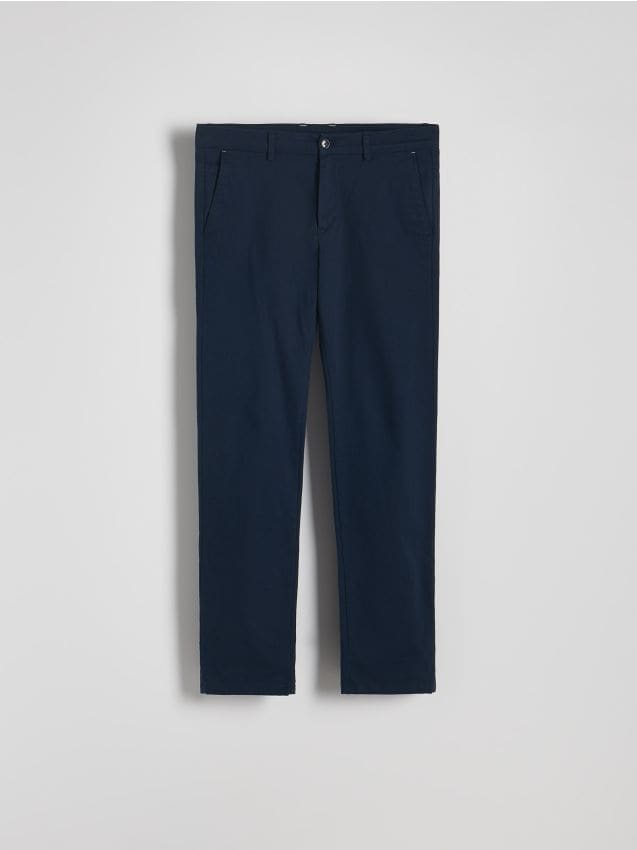 Reserved - Bawełniane spodnie chino slim - granatowy