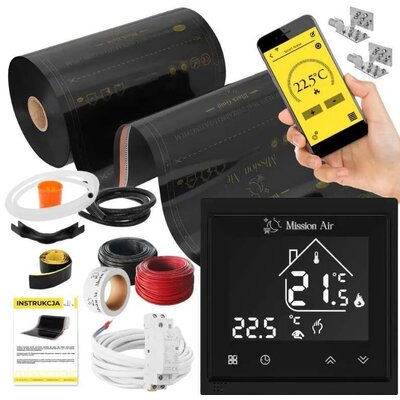 Folia grzewcza pod panele MISSION AIR MAL-160 W/m2 Black Gold 28 m2 (56 m x 50 cm) + regulator Libra Czarny WiFi