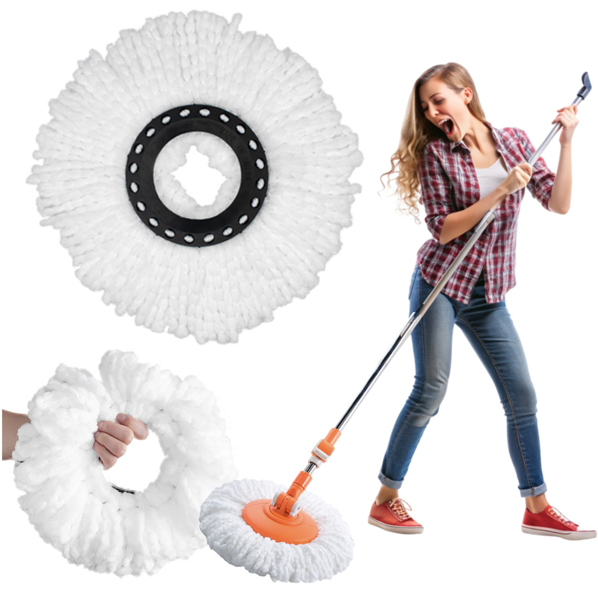 Wkład nakładka końcówka z mikrofibry do mopa obrotowego 35cm uniwersalny