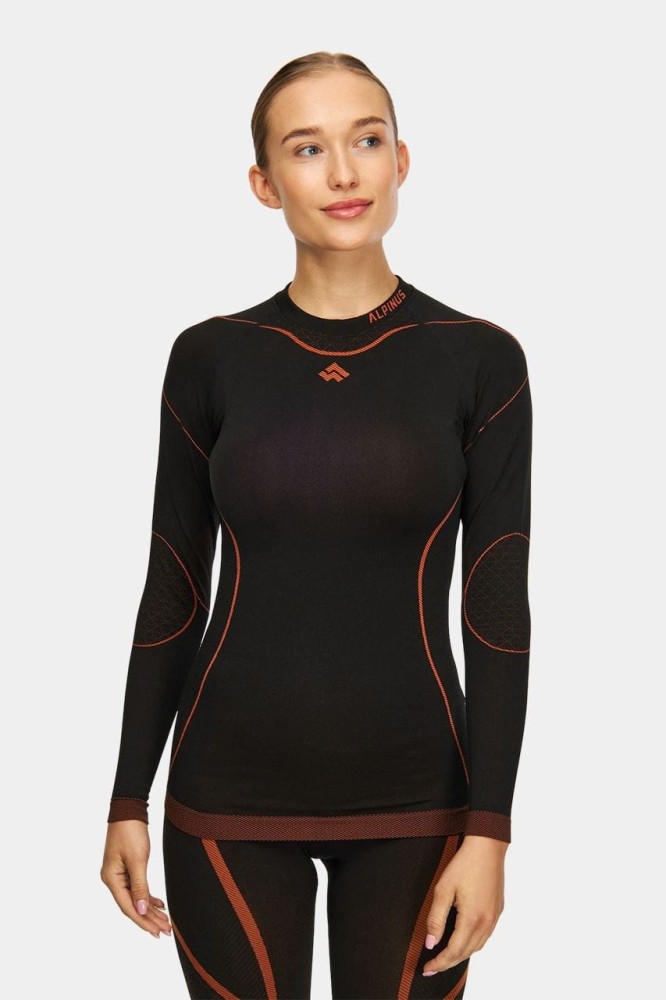 Bluza termoaktywna damska Alpinus Lillehammer AO11581 czarno-pomarańczowy