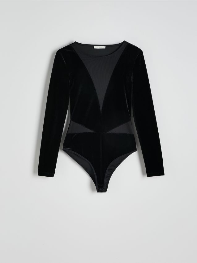 Reserved - Welurowe body - czarny