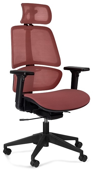 Krzesło biurowe ergonomiczne z zagłowkiem Ergo - Czerwony