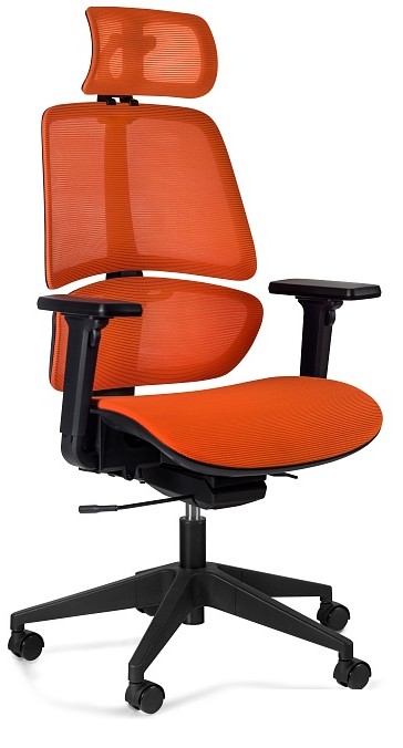 Krzesło biurowe ergonomiczne z zagłowkiem Ergo - Pomarańczowy