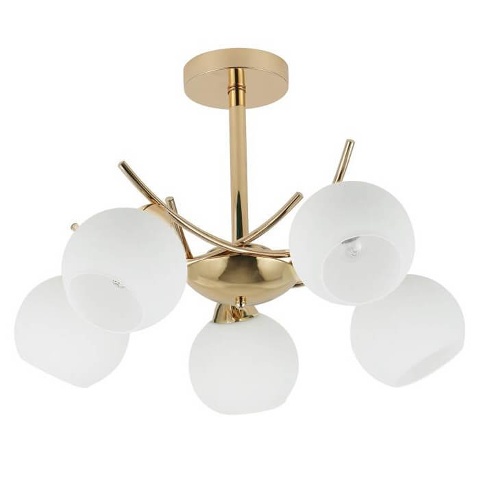 Szklana lampa sufitowa Amos 35-37497 Candellux nad stół złoty biały