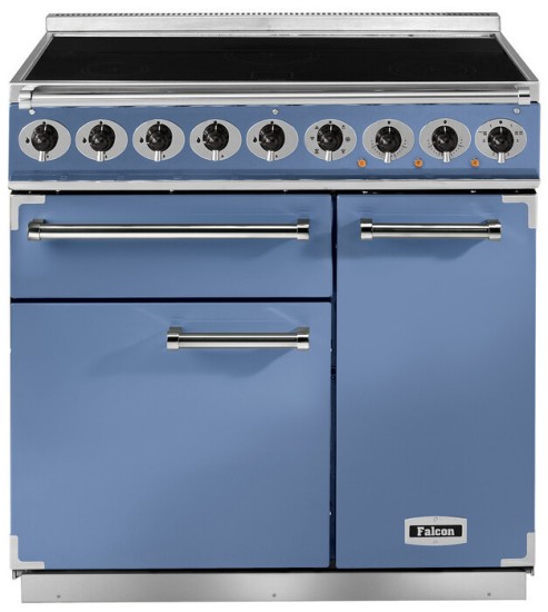 Kuchnia z płytą indukcyjną FALCON Deluxe 90 Chiński błękit szczotkowany nikiel