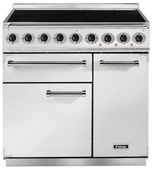 Kuchnia z płytą indukcyjną FALCON Deluxe 90 Biały szczotkowany nikiel