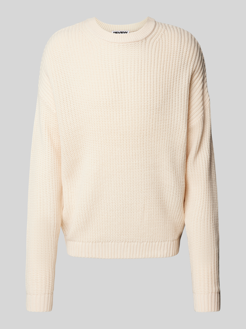 Sweter z dzianiny z okrągłym dekoltem