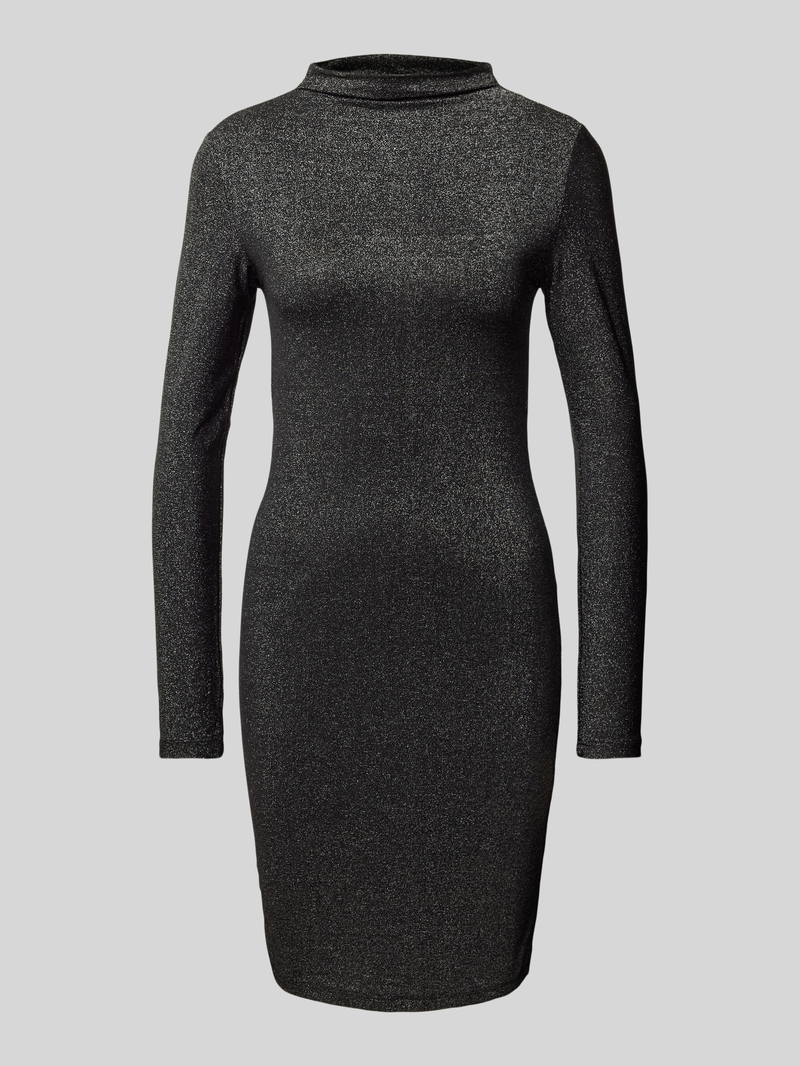 Sukienka tuba o kroju slim fit z efektowną przędzą i krótką stójką model ‘MONICA’