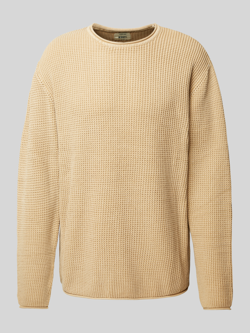 Sweter z dzianiny z rolowanym dołem model ‘RYAN’