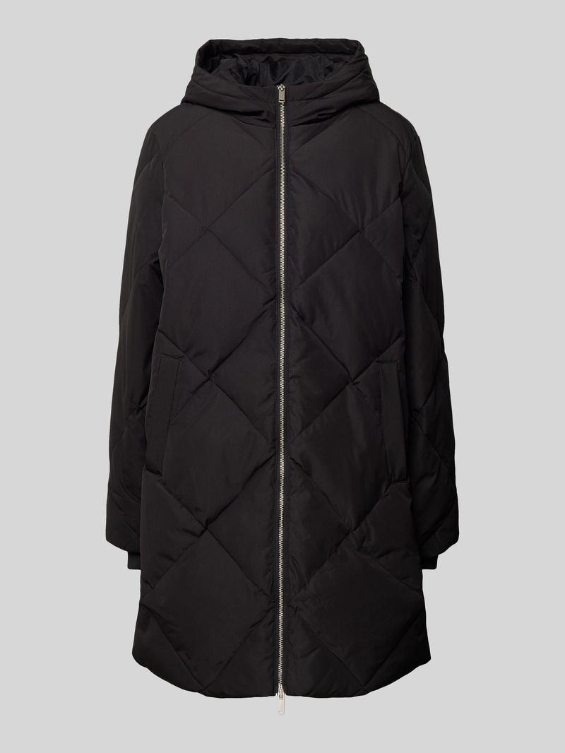 Płaszcz pikowany o kroju comfort fit z wszytym kapturem model ‘NORA’