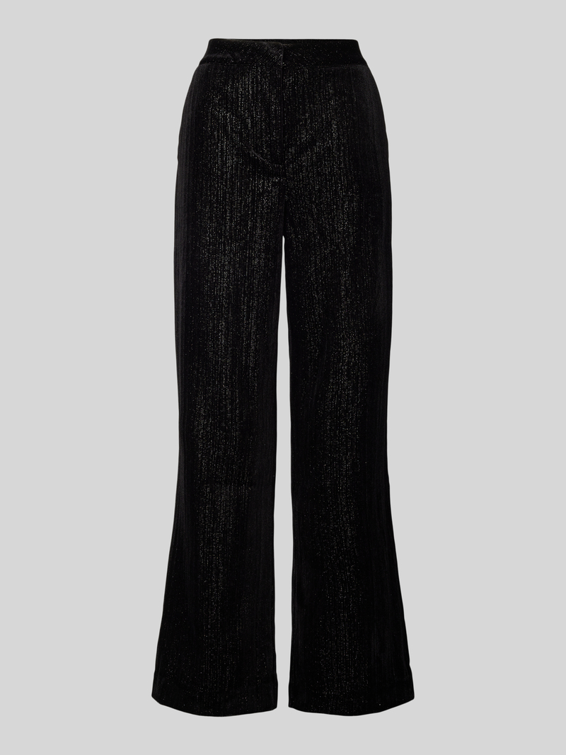 Spodnie materiałowe o rozkloszowanym kroju z efektowną przędzą model ‘KATE GLAMOUR’