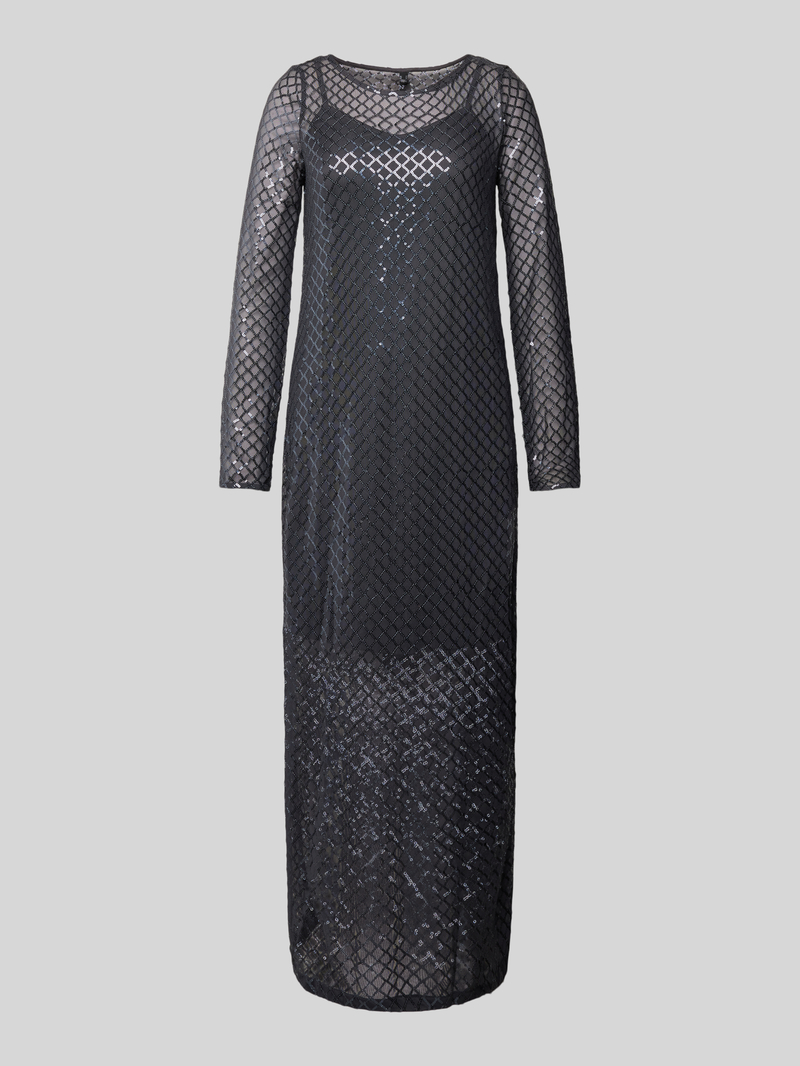 Sukienka o luźnym kroju z siateczki z cekinowym wzorem w kratę model ‘SAFINA’