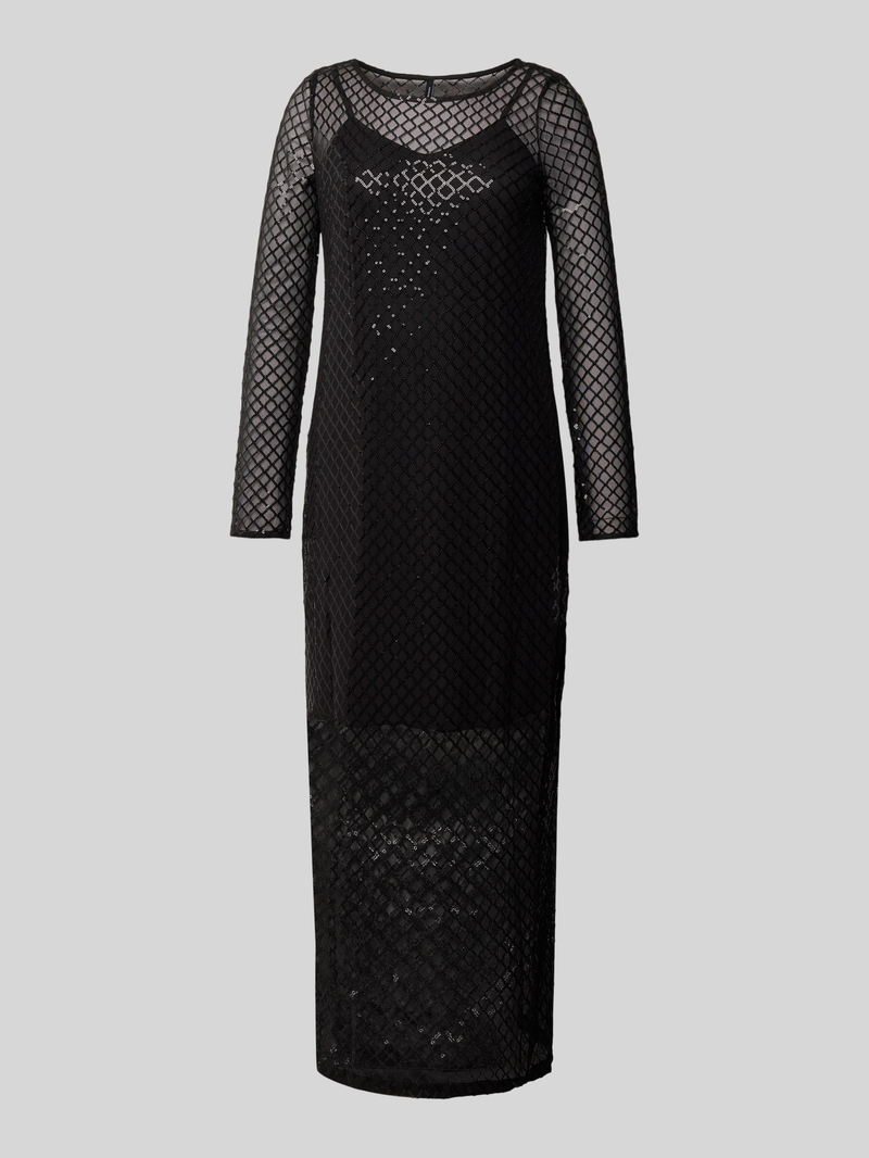 Sukienka o luźnym kroju z siateczki z cekinowym wzorem w kratę model ‘SAFINA’