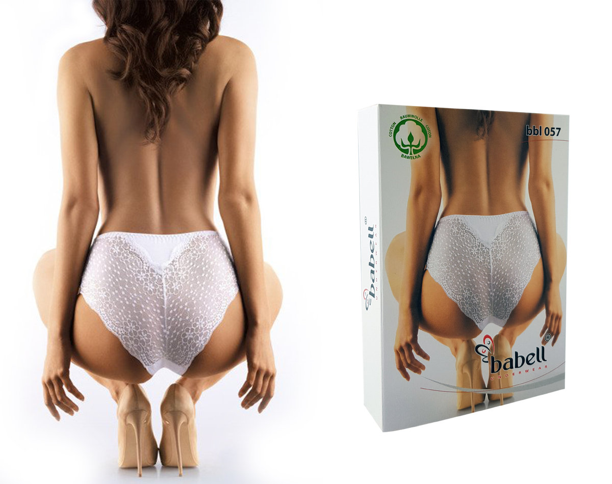 Majtki Babell 057 - Bawełna Koronka - BIAŁE - S