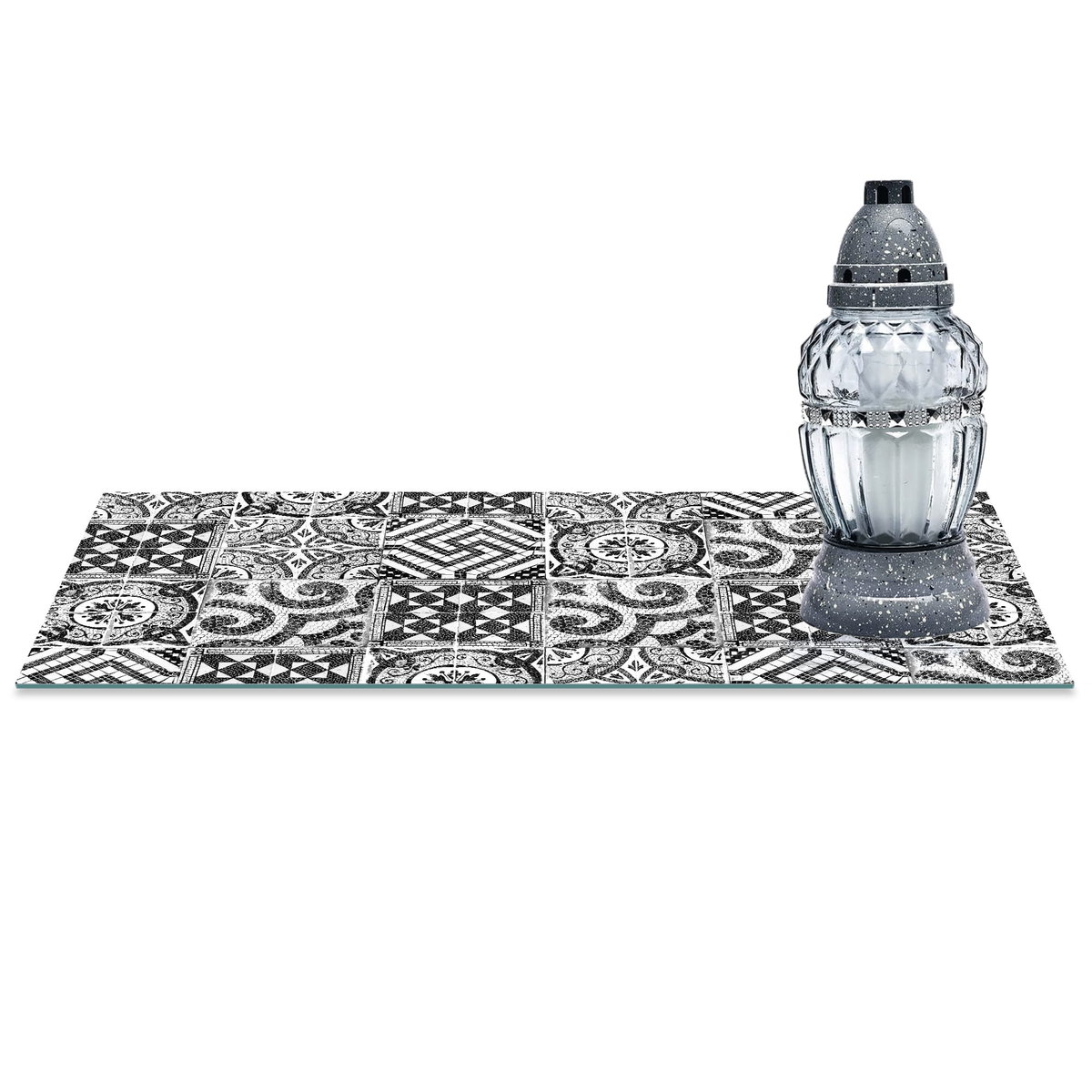 SZKLANA PODSTAWKA POD ZNICZE z dedykacją 60x20cm Mozajka 24c