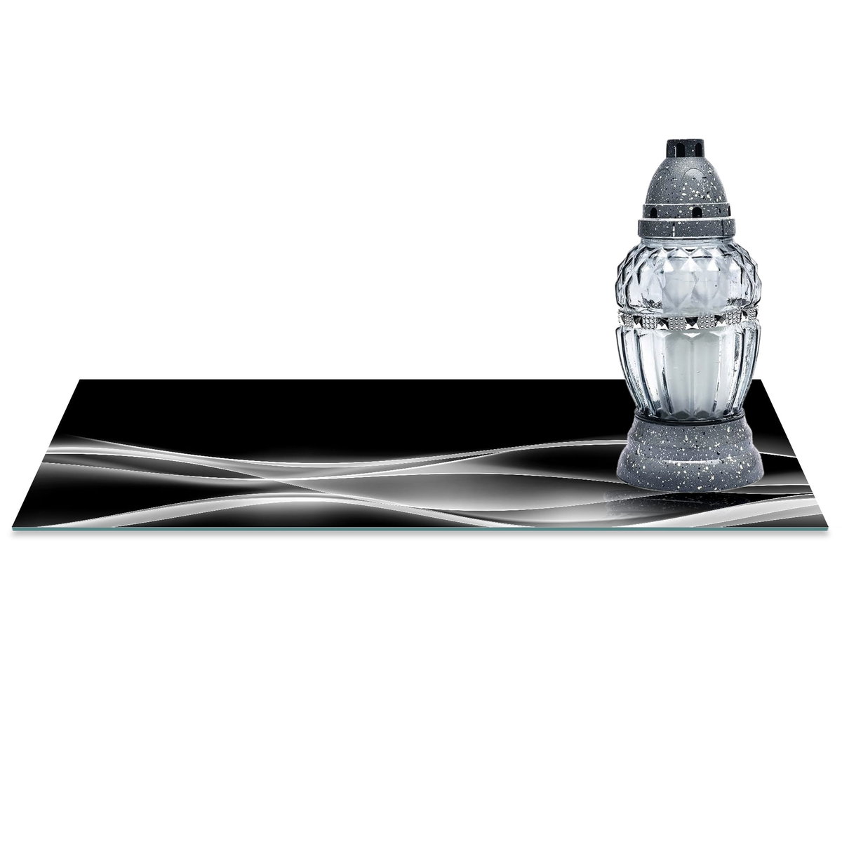 SZKLANA PODSTAWKA POD ZNICZE z dedykacją 60x20cm Smuga 152c