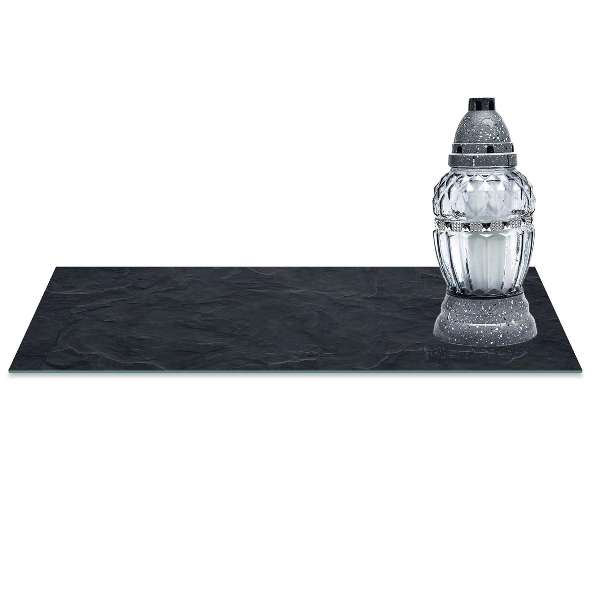 SZKLANA PODSTAWKA POD ZNICZE z dedykacją 60x20cm Skała 74c
