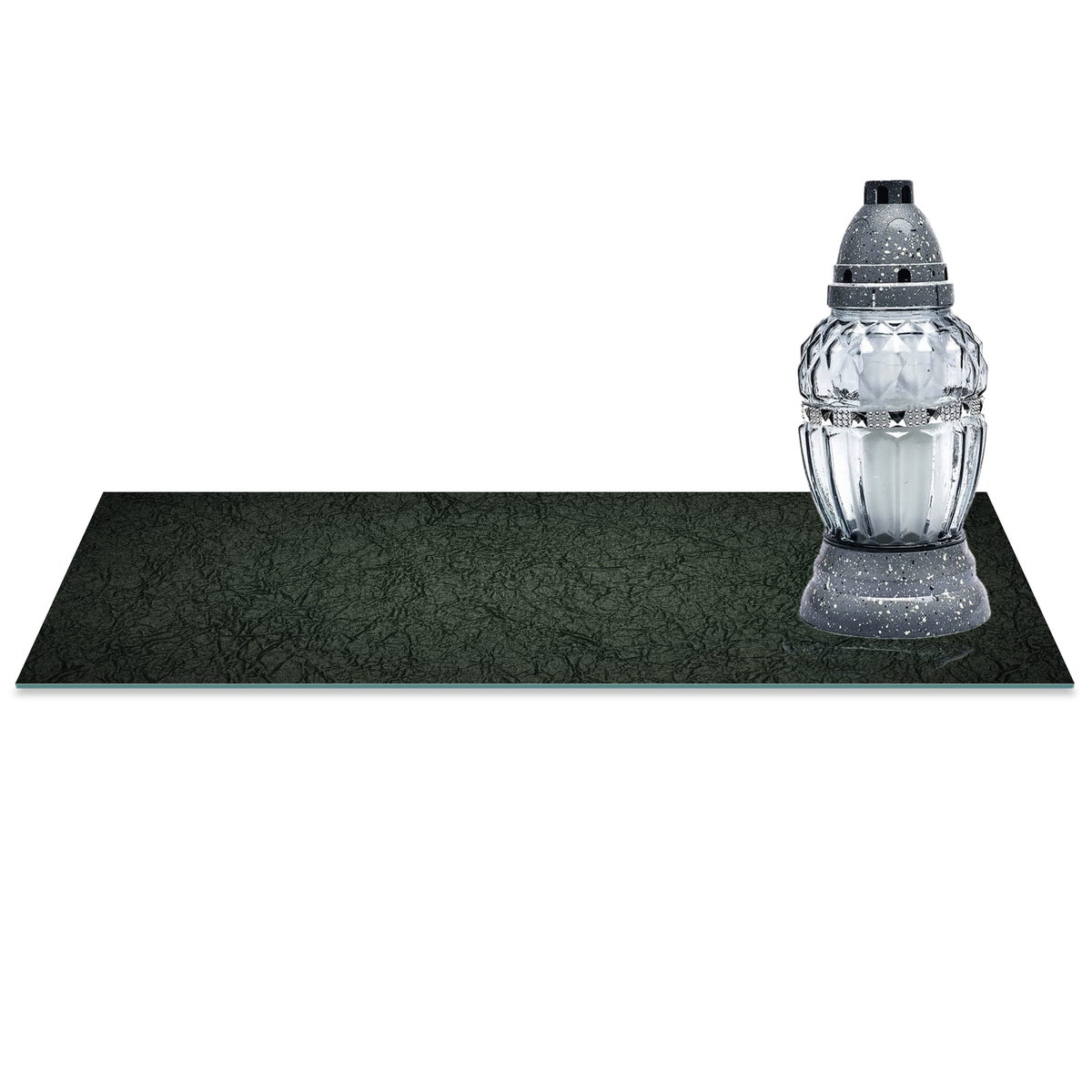 SZKLANA PODSTAWKA POD ZNICZE z dedykacją 60x20cm Zieleń 37c